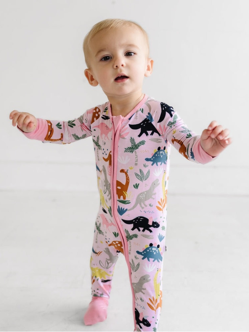 Little Sleepies Jurassic Jungle pink Zippy sleeper